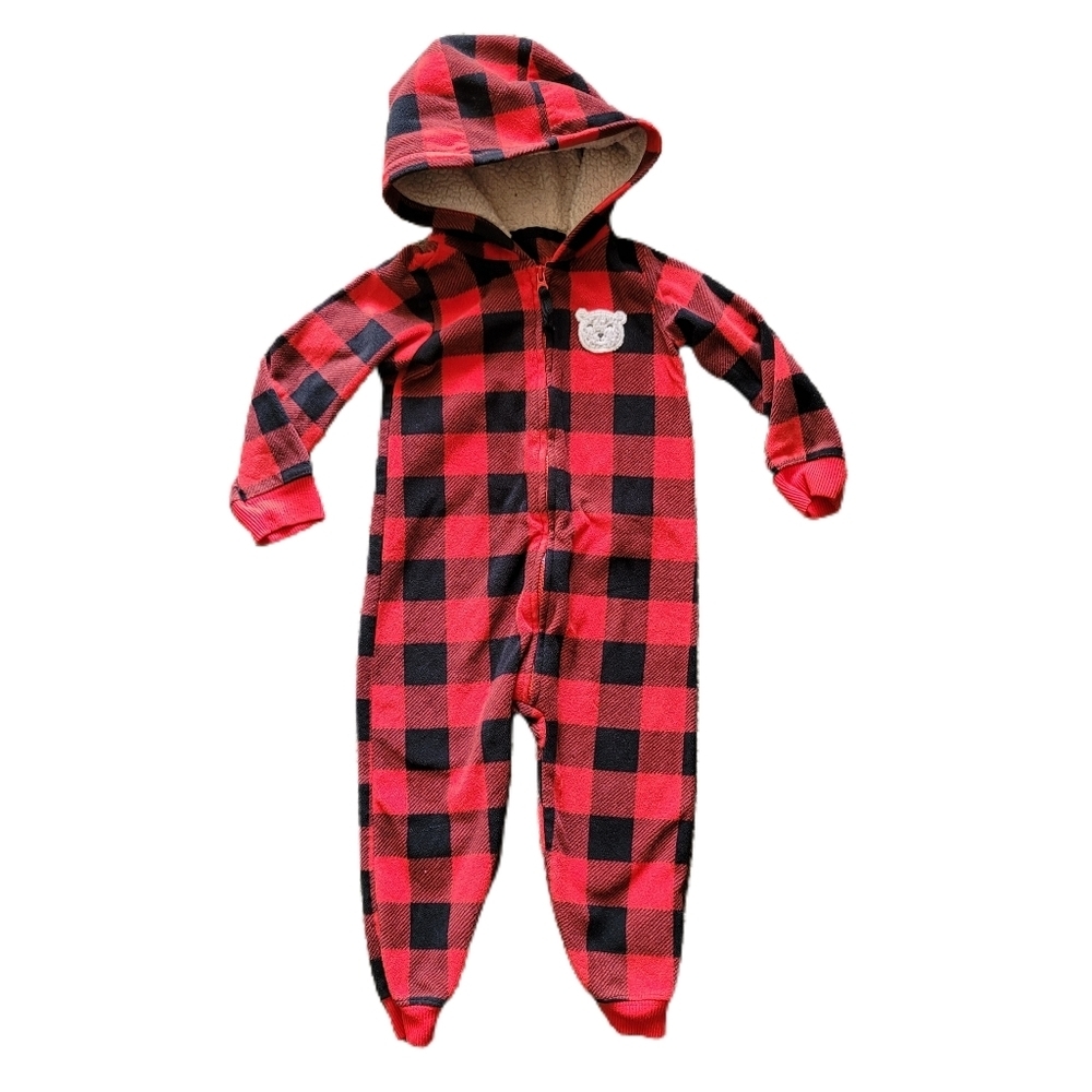 Carter's One Piece 24 Months Buffalo Plaid Pajama Hooded Zip